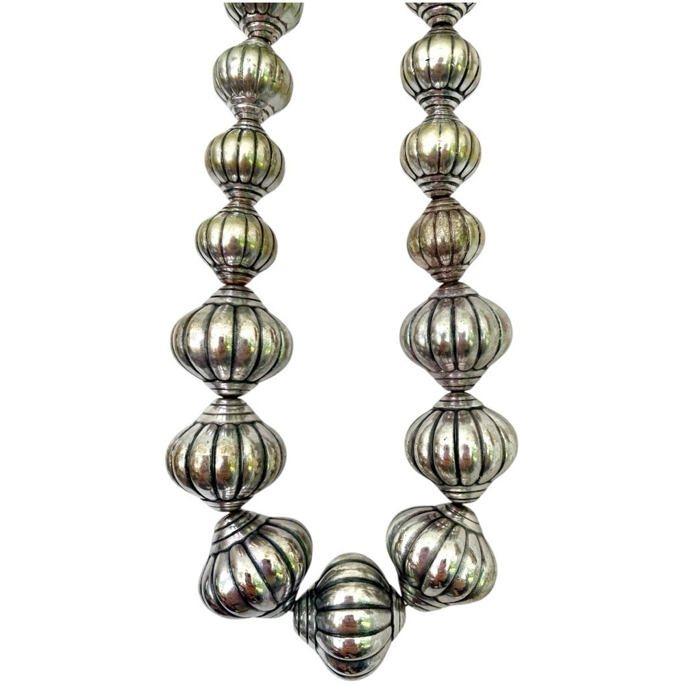 Vintage necklace, unsigned, large, puffy beads, some finish loss on one bead